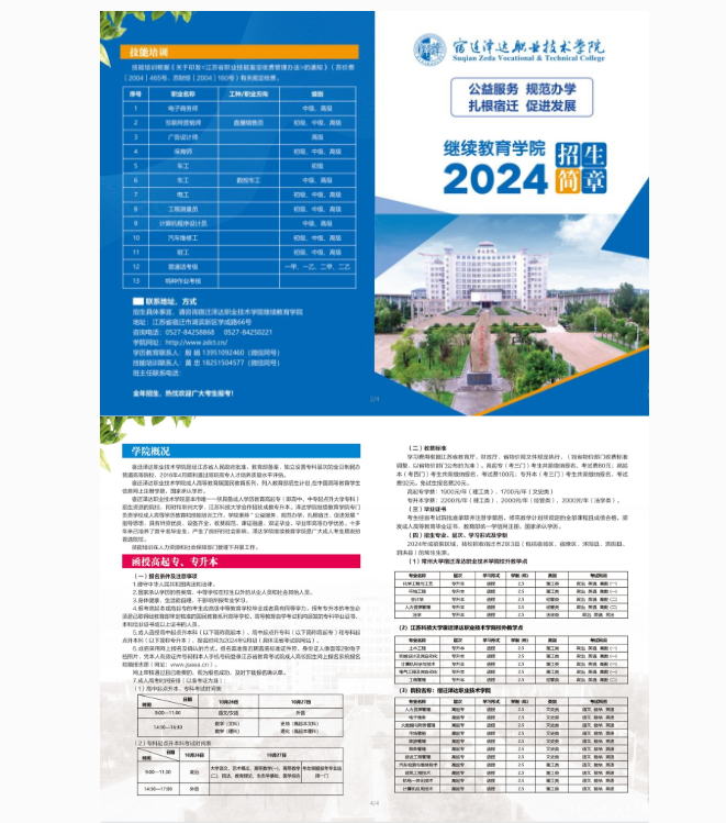 宿迁泽达职业技术学院成人高考招生章程
